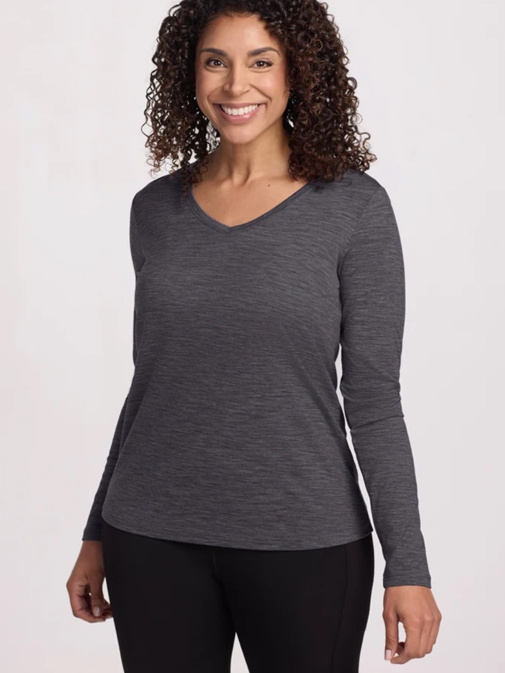 Women’s V-Neck Long Sleeve Tee — Slate Gray